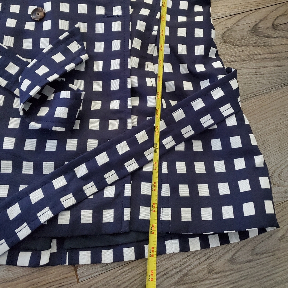 Banana Republic Navy and White Checkered Trench Coat - Picture 11 of 12